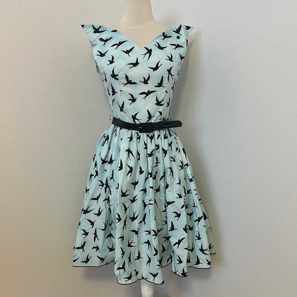 Bernie Dexter Sky Blue Bird Print Midi Dress